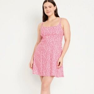 Old Navy fit & flare cami mini dress XL Petite pink floral print